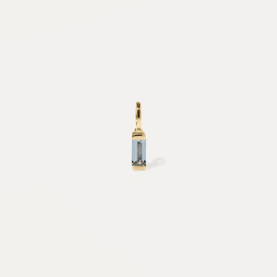 Stilnest Retro Anhänger 585 Gold Aquamarin Baguette 14k