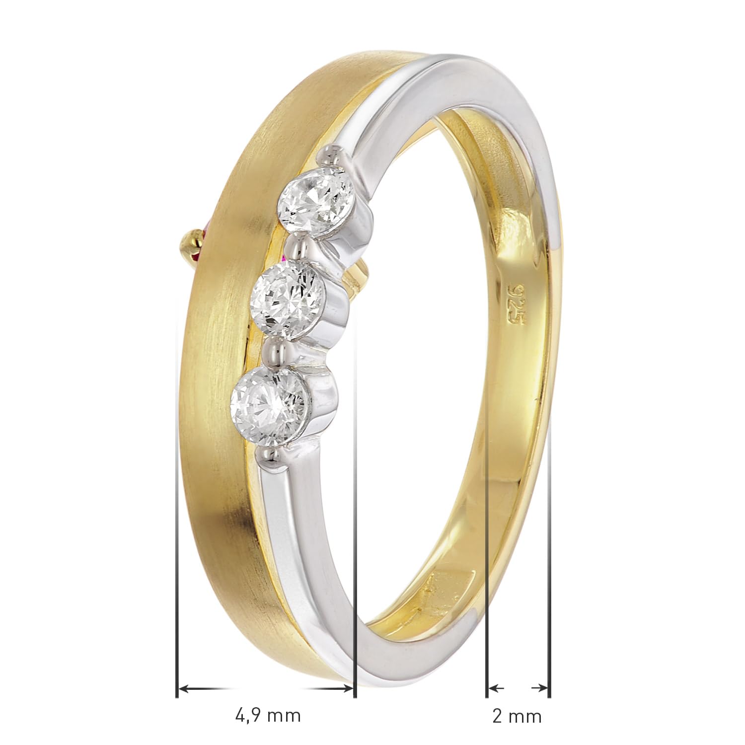 trendor 28072 Damenring 50 Bicolor Zirkonia 925 Silber