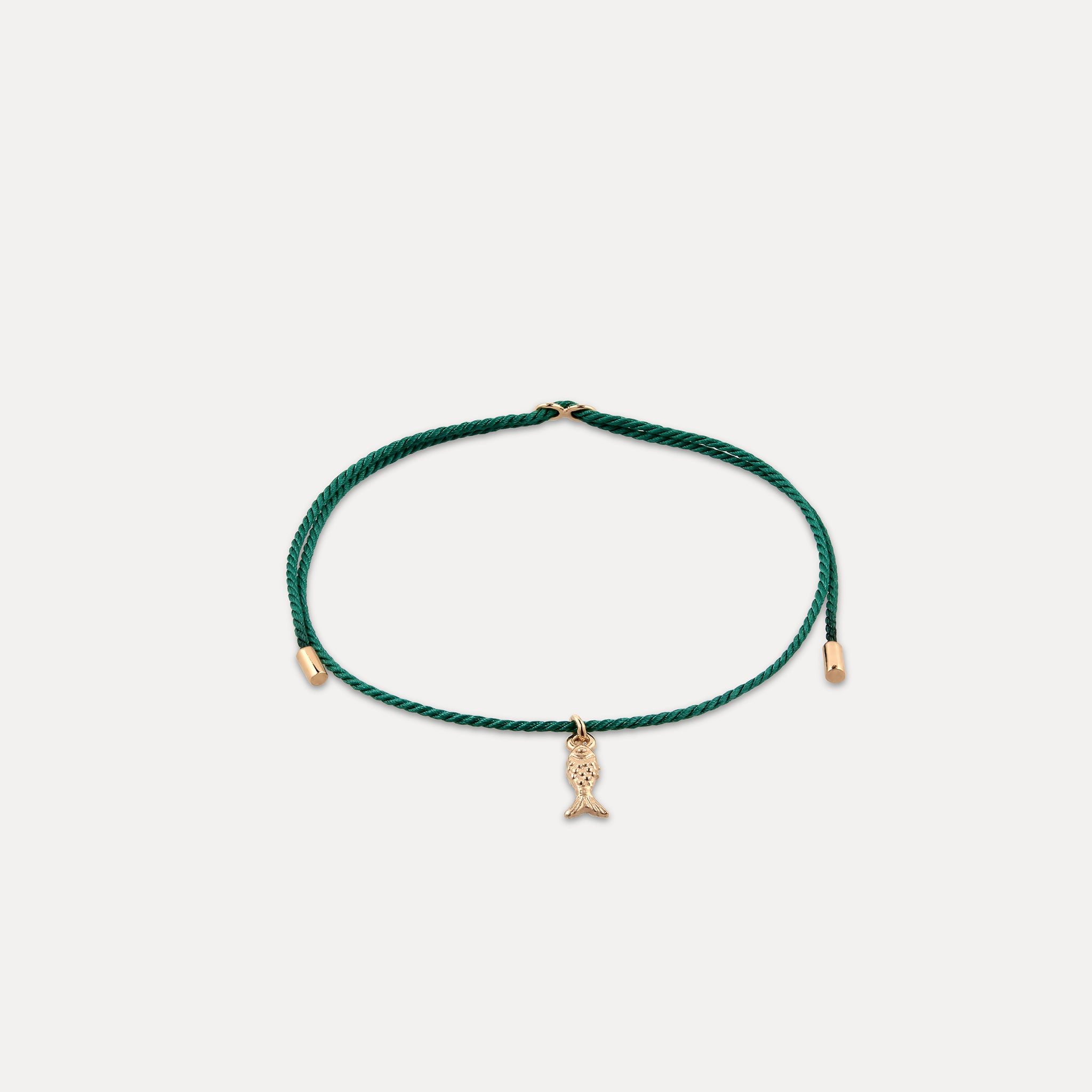 Stilnest Tiny Fish Armband 14k Gold 16cm Kordel