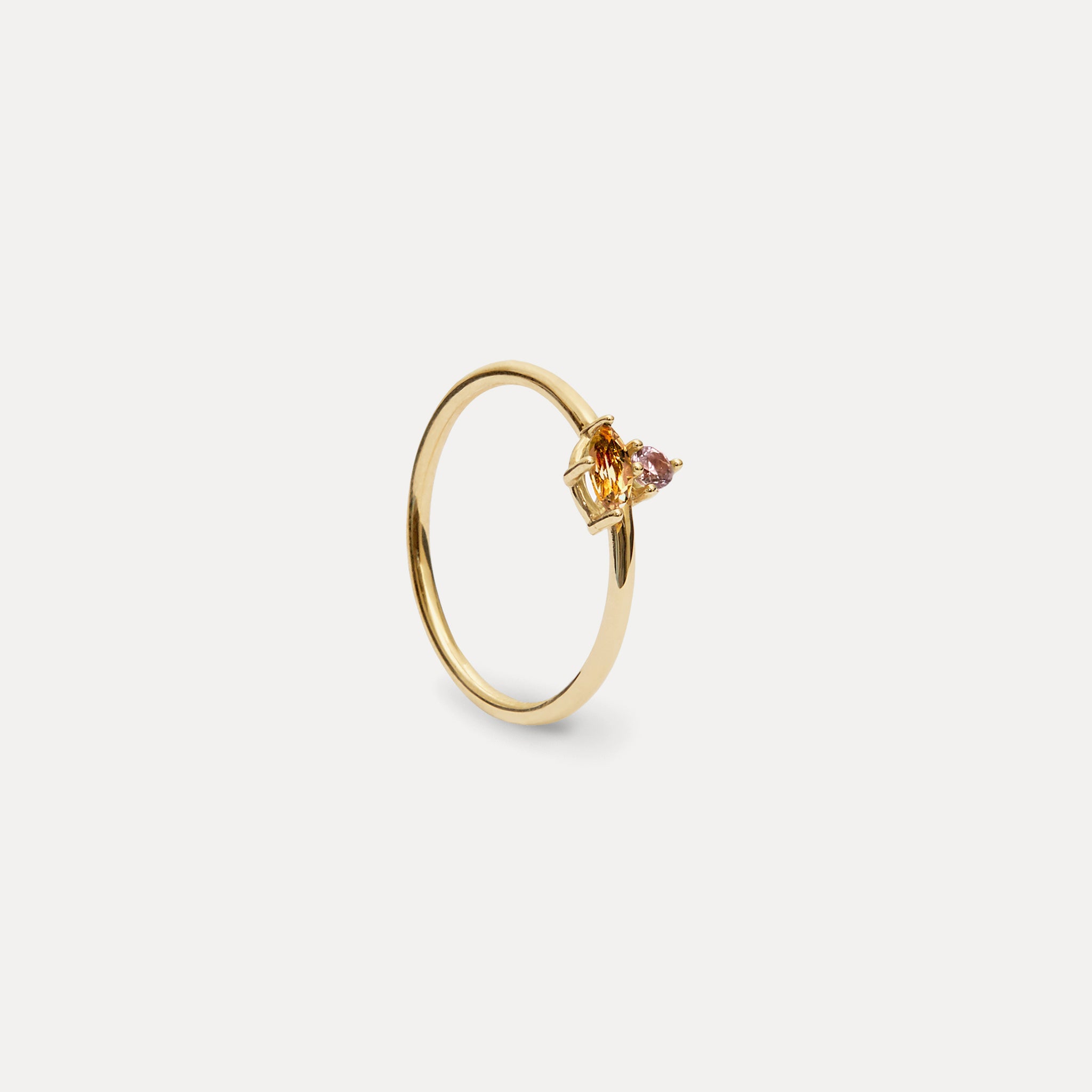 Stilnest Joy Solitär Ring 585 Gold Citrin Turmalin