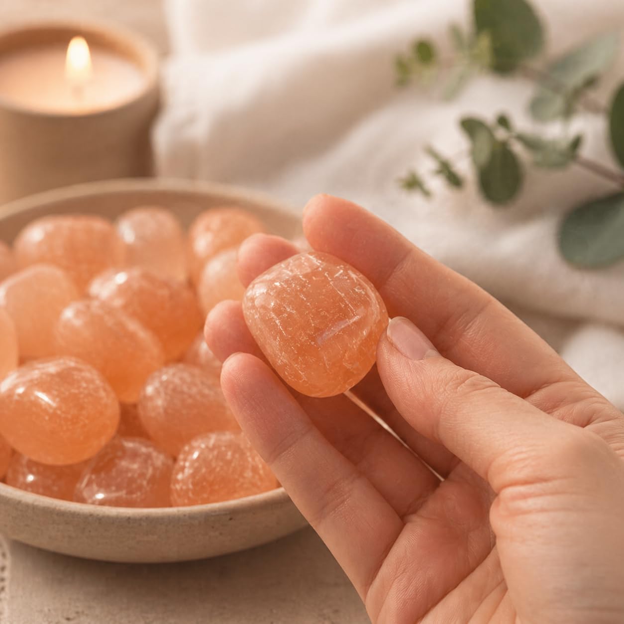 NKlaus Healing Crystals Oranger Selenit Trommelsteine 900g Edelstein
