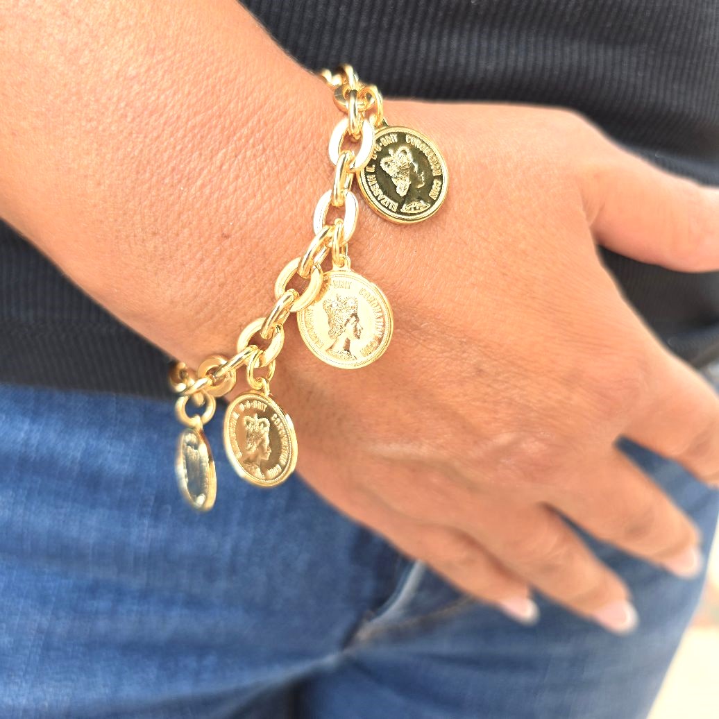 Alevá Bijoux Bracciali Coins Armband Gold Damen 19 cm