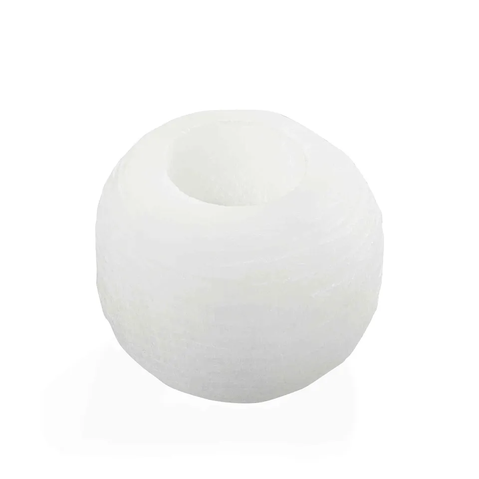 NKlaus Healing Crystals Selenit Teelichthalter Schneeball 8,5cm