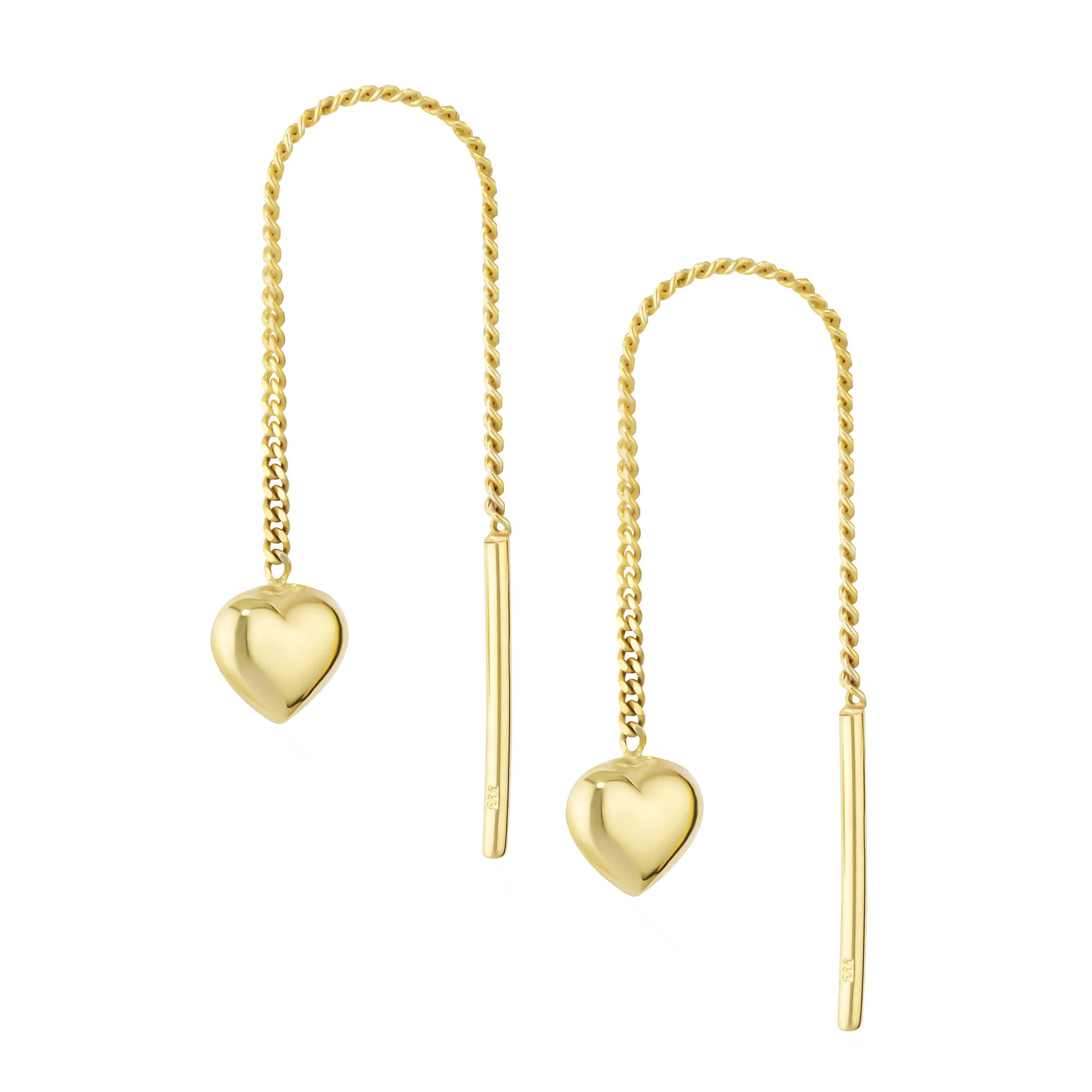 NKlaus Jewellery Durchzieher Herz 333 Gelbgold 5x5,5mm Paar