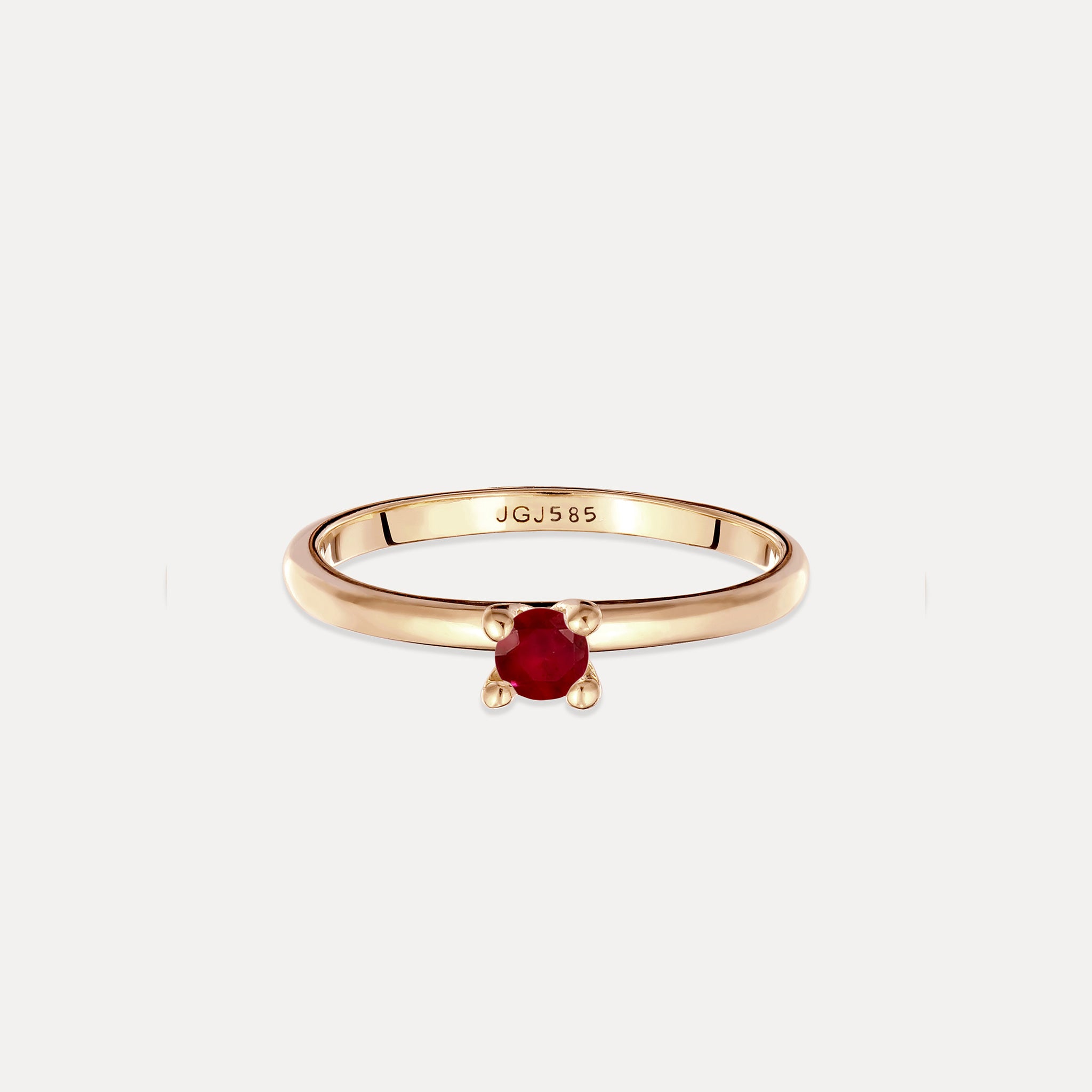 Stilnest Rubin Solitär Ring 585 Gold Rund Gr. 52