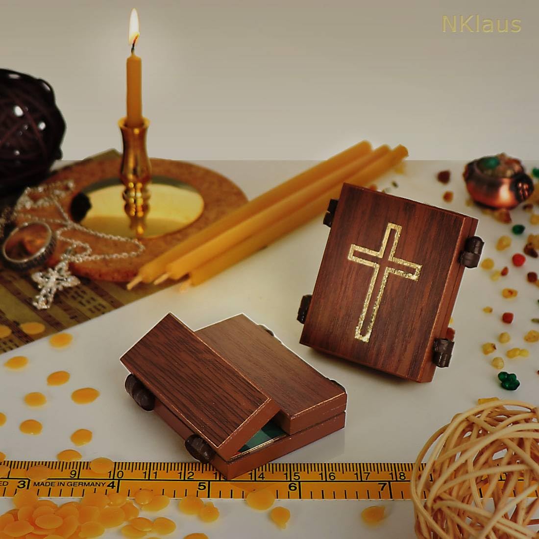 NKlaus Heiliger Georg Triptychon Ikone Holz 9,5cm Drachentöter