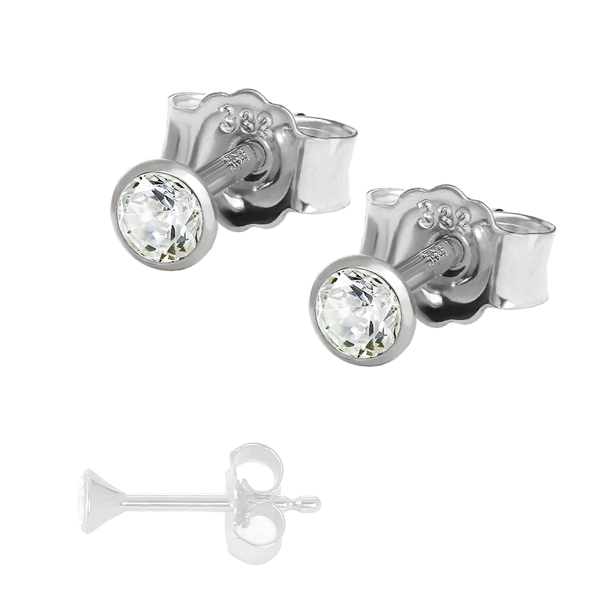 NKlaus Jewellery 333 Weißgold Ohrstecker Paar weißer Zirkonia