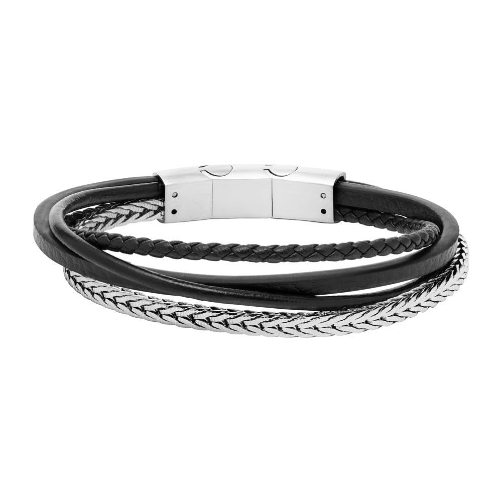 JEWLIX ID-Armband Kunstleder Edelstahl schwarz