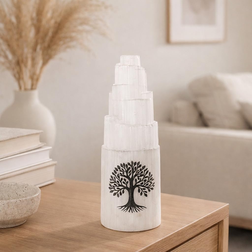 NKlaus Healing Crystals Selenit-Turm Lebensbaum 25 cm