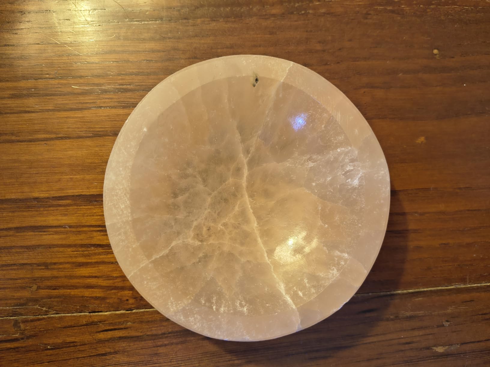 NKlaus Healing Crystals Pfirsich-Selenit-Schale 10 cm Kristallschale rund