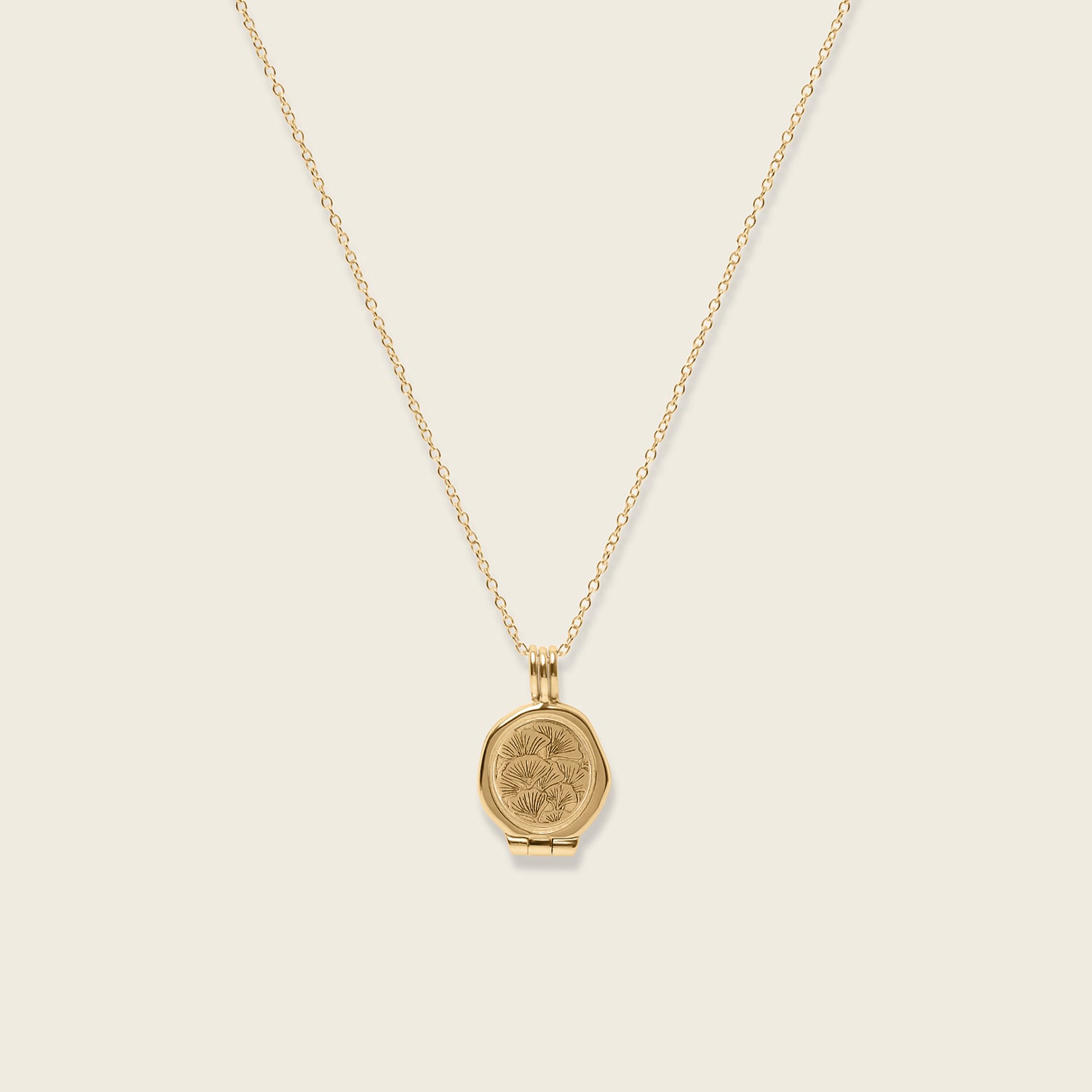 Stilnest Nouveau Flower Seal Medaillon Kette 585 Gold