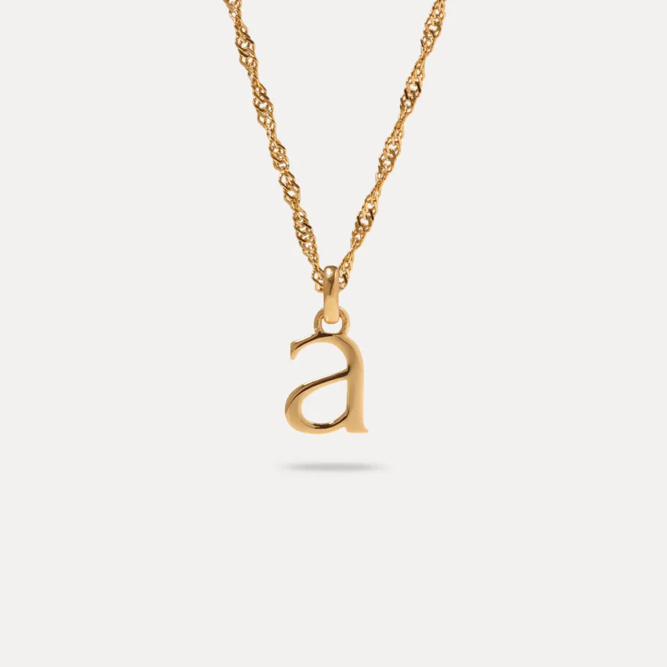 Stilnest Initial Singapore Halskette Gold Vermeil Buchstabe A 45cm