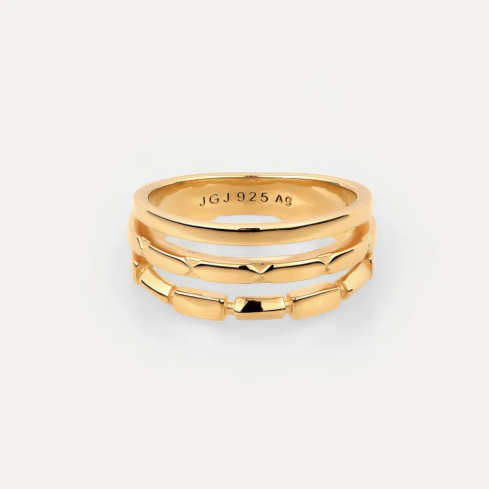 Stilnest Triple Offset Brick Ring 24K Vermeil Größe 52