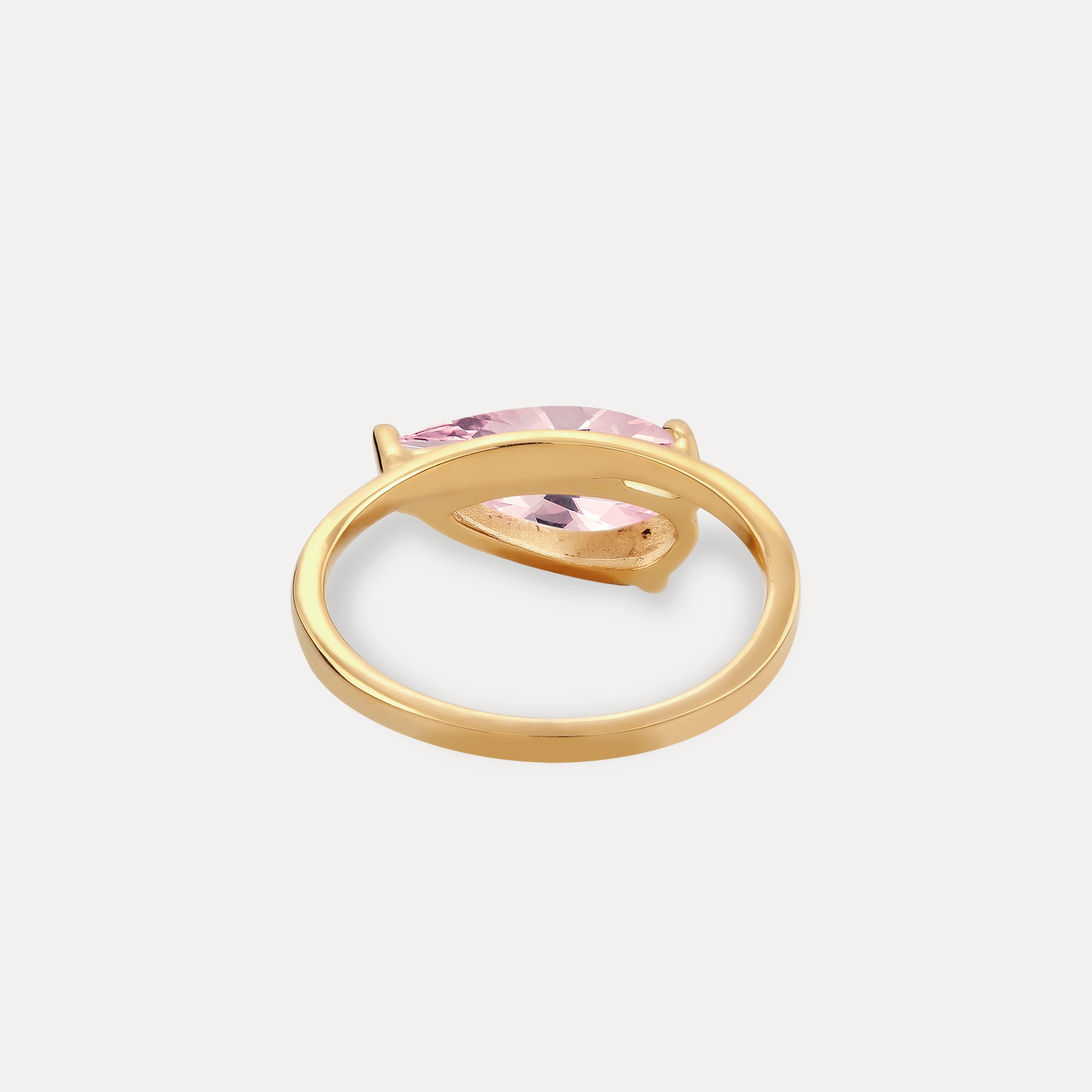 Stilnest Balance Drop Ring Rosenquarz Silber 925 Gold Vermeil