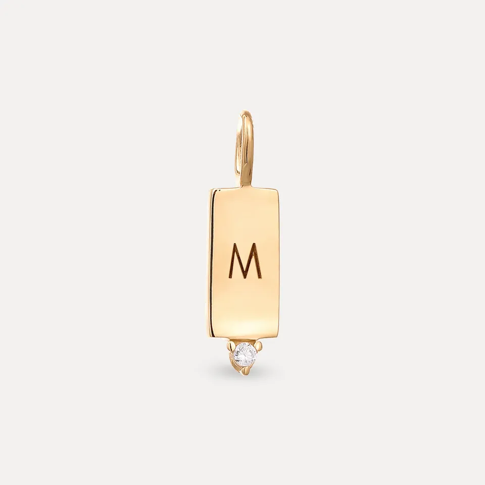 Stilnest Brick Tag Anhänger 585 Gold Saphir gravierbar