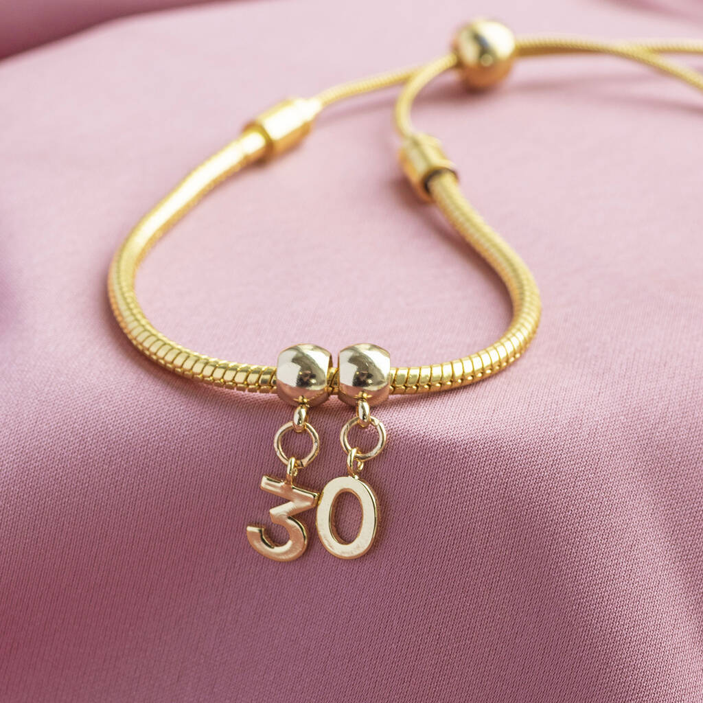 Joy by Corrine Smith Birthday Charm Slider Armband Gold