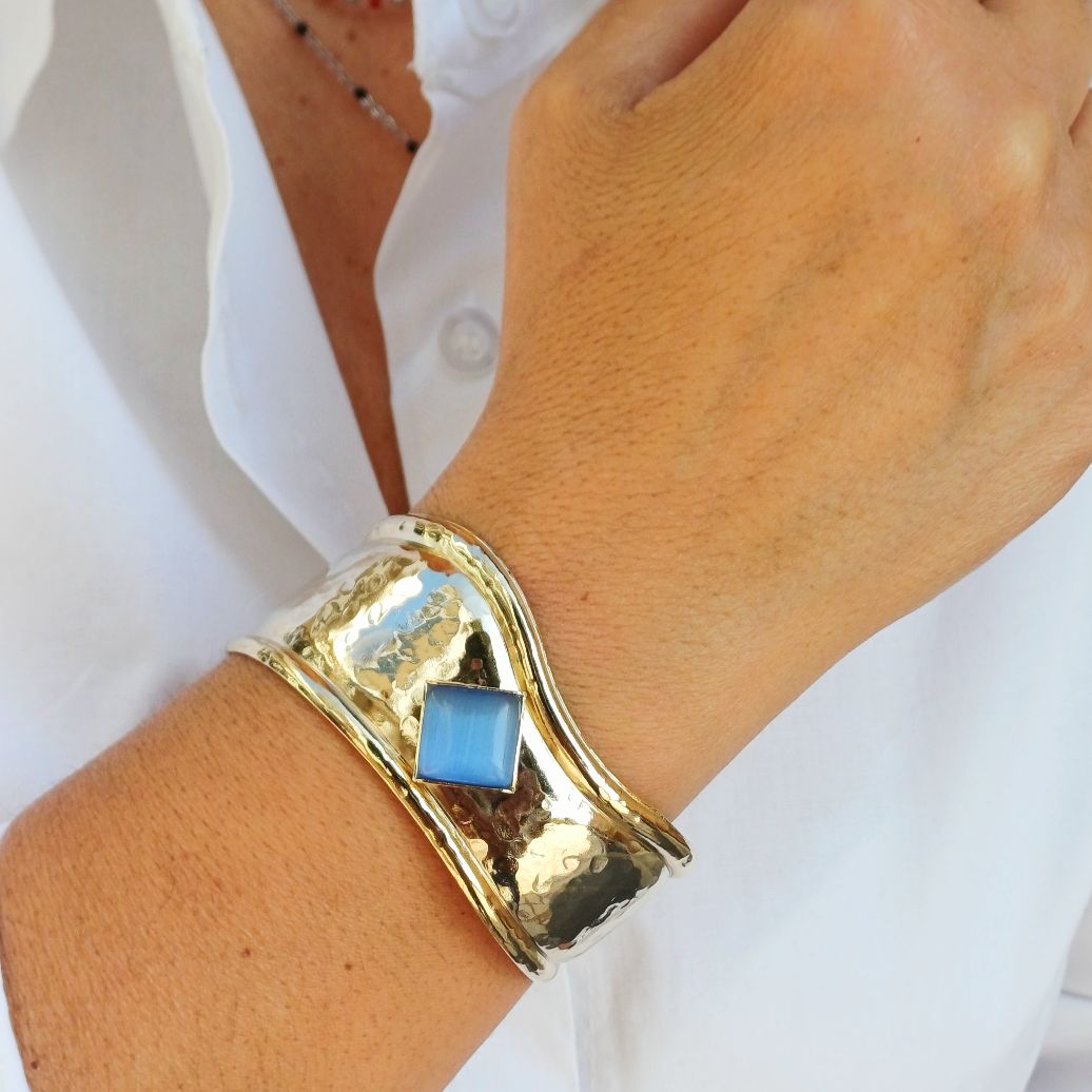 Alevá Bijoux Giano Armband Gold mit Cat-Eye Cabochon