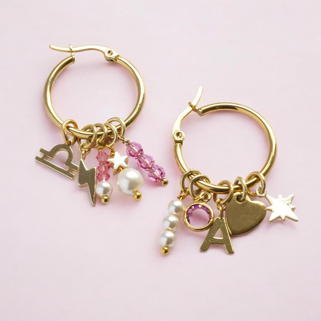 Joy by Corrine Smith Birthstone Hoop Ohrringe Gold mit Charms