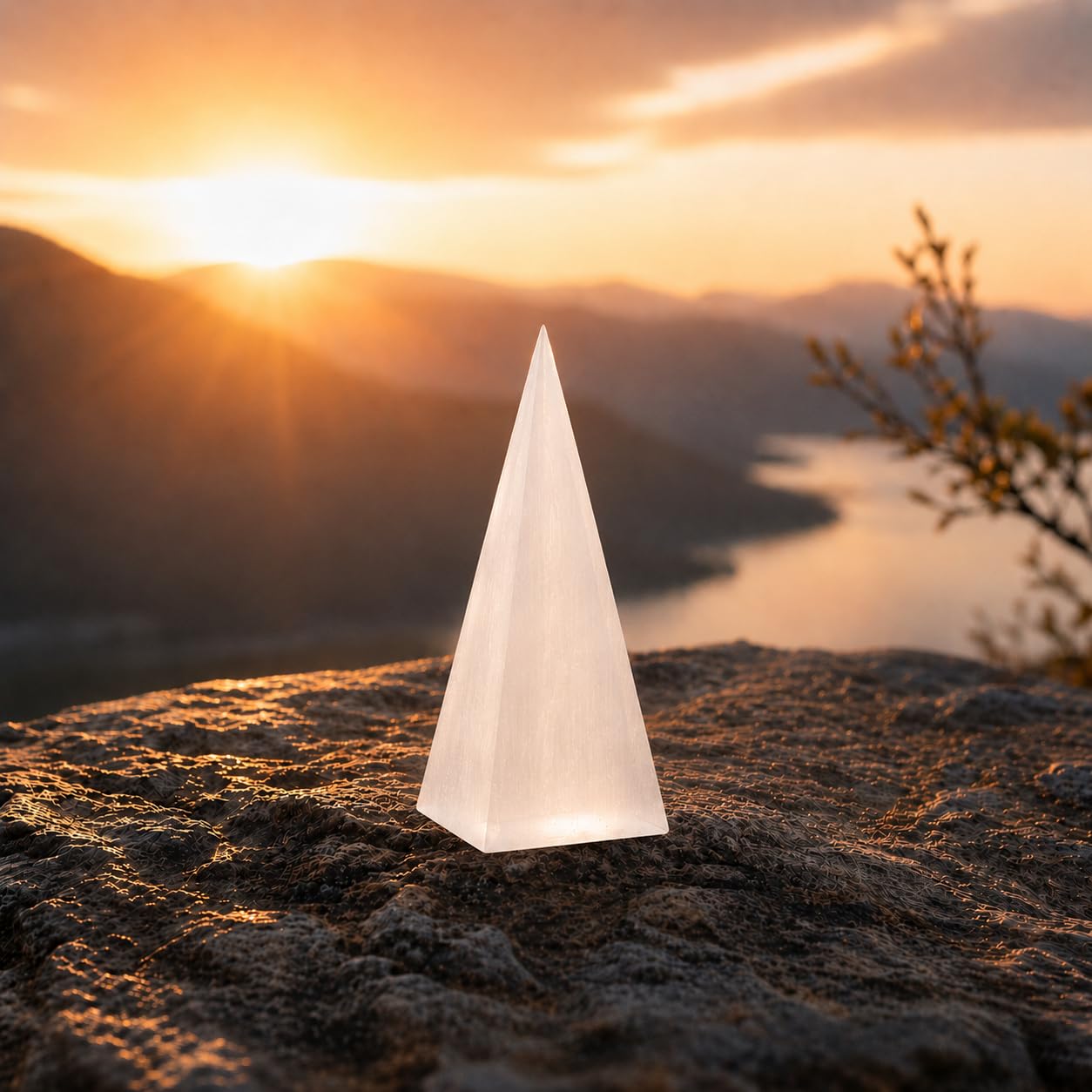 NKlaus Healing Crystals Selenit Pyramide 9 cm Energiestein