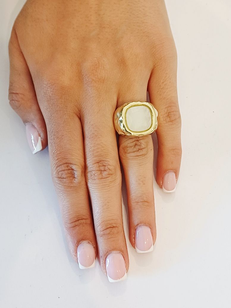 Alevá Bijoux Medea Ring Bronze Gold Quarz verstellbar