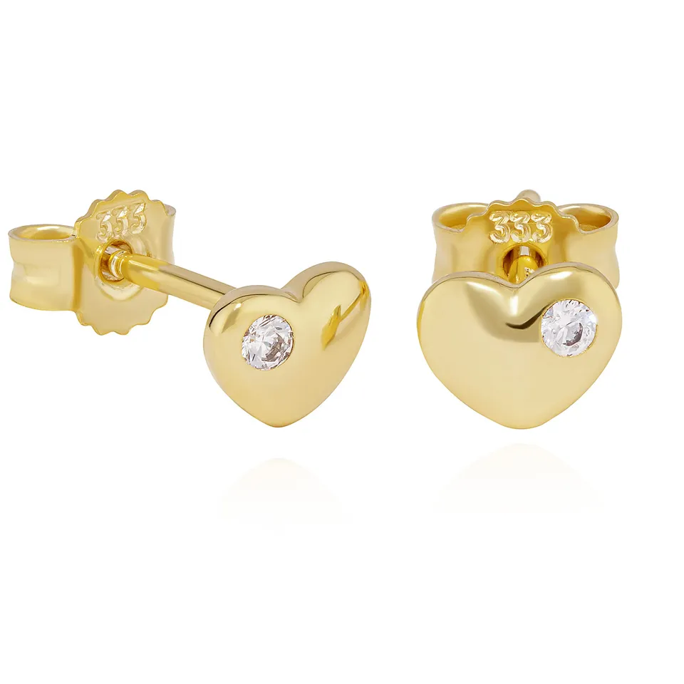 NKlaus JEWELLERY Herz Ohrstecker Gold 333 Gelbgold 4x5mm