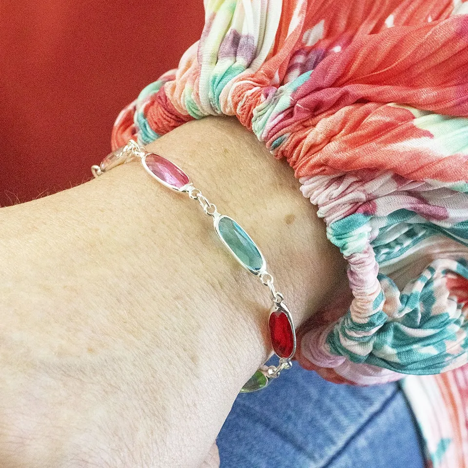 Joy by Corrine Smith Oval Link Family Armband Geburtsstein