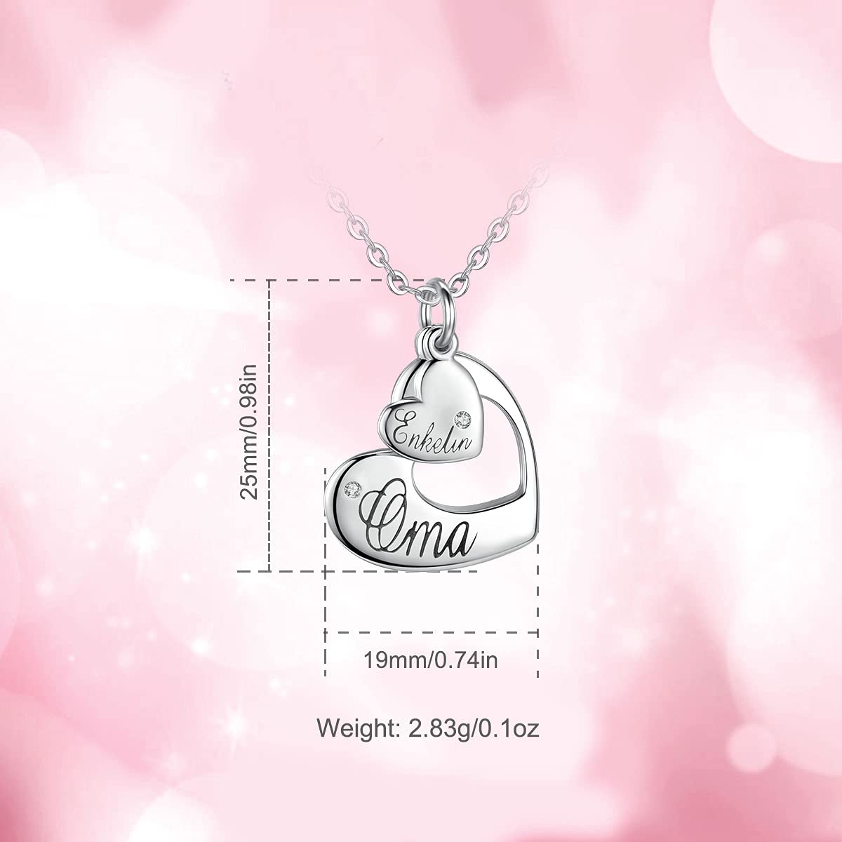 Eudora Harmony Bola Oma Enkelin Kette Silber 45,7 cm Herz
