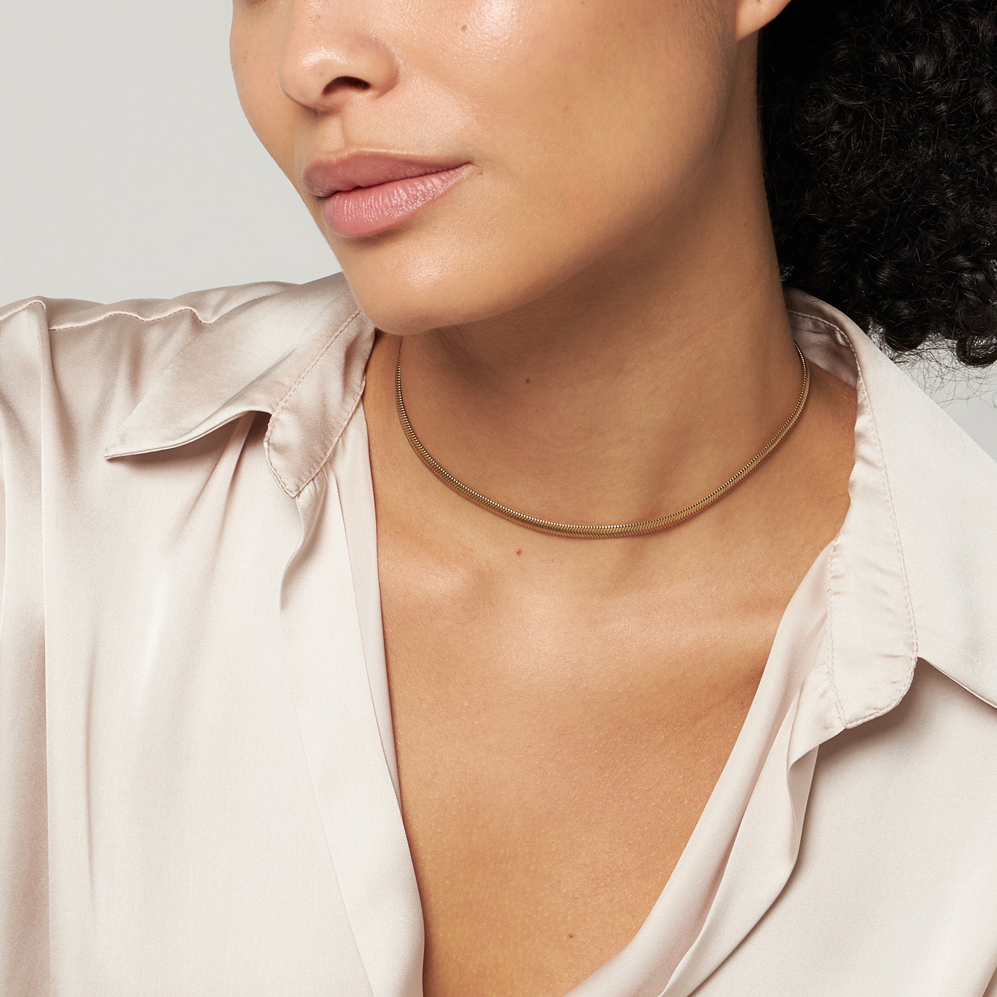 Stilnest Herringbone Chain Choker Kette Gold Vermeil 40cm