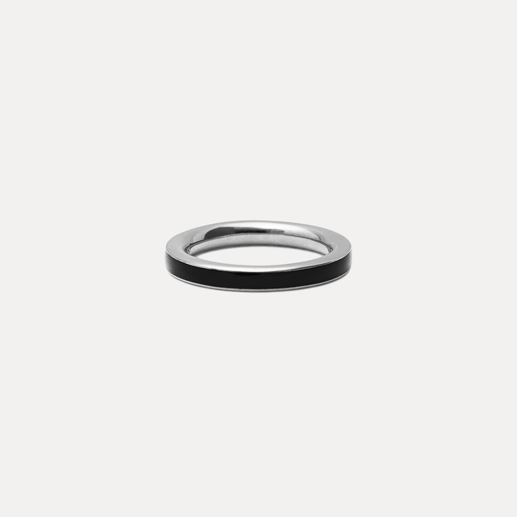 Stilnest Schwarz Enamel Ring 24k Gold Vermeil 52
