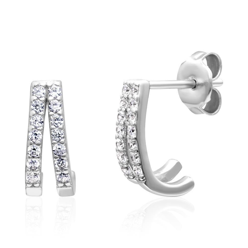JEWLIX Ohrstecker Silber 925 weiße Zirkonia Damen