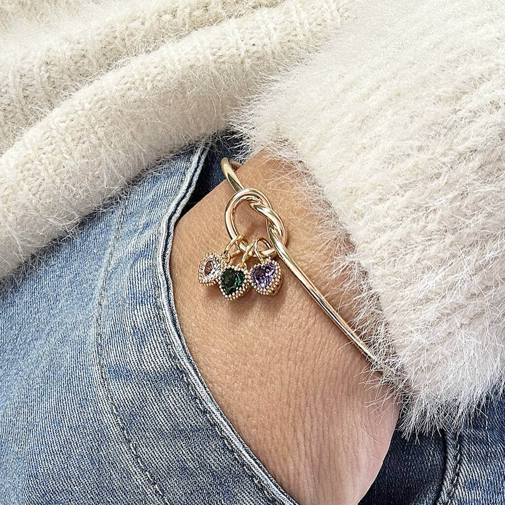 Joy by Corrine Smith Friendship Knot Armreif Gold Geburtsstein Herz
