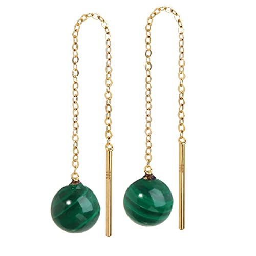 NKlaus Jewellery Durchzieher-Ohrringe 585 Gelbgold 6mm Grün
