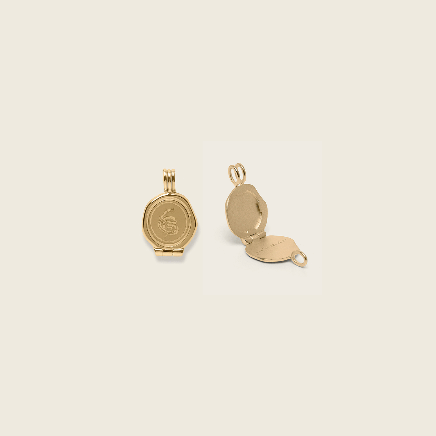 Stilnest Rose Seal Medaillon Anhänger 585 Gold 14k Massivgold gravierbar