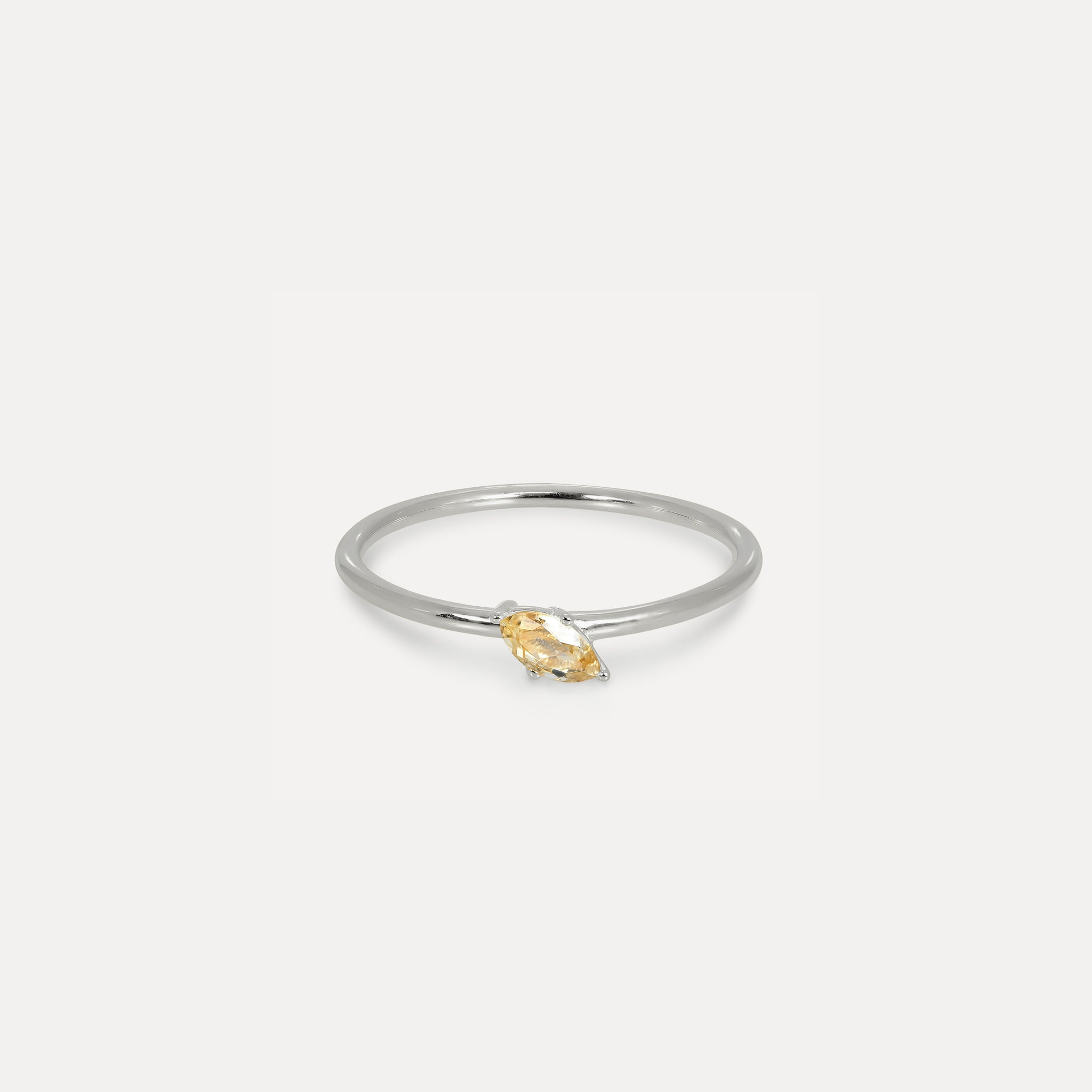 Stilnest Citrin Navette Solitär Ring Gold Vermeil gelb