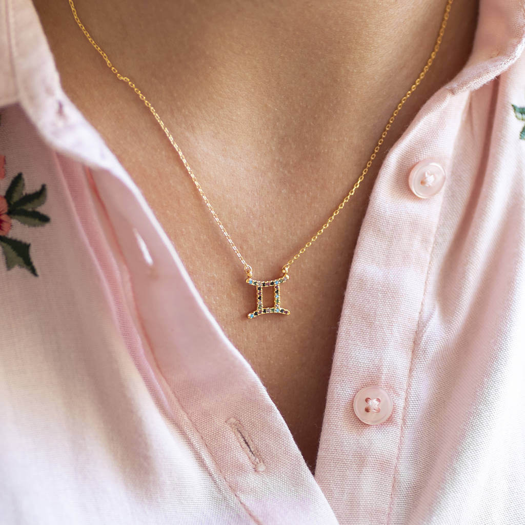 Joy by Corrine Smith Rainbow Zodiac Halskette Gold Sternzeichen Pave