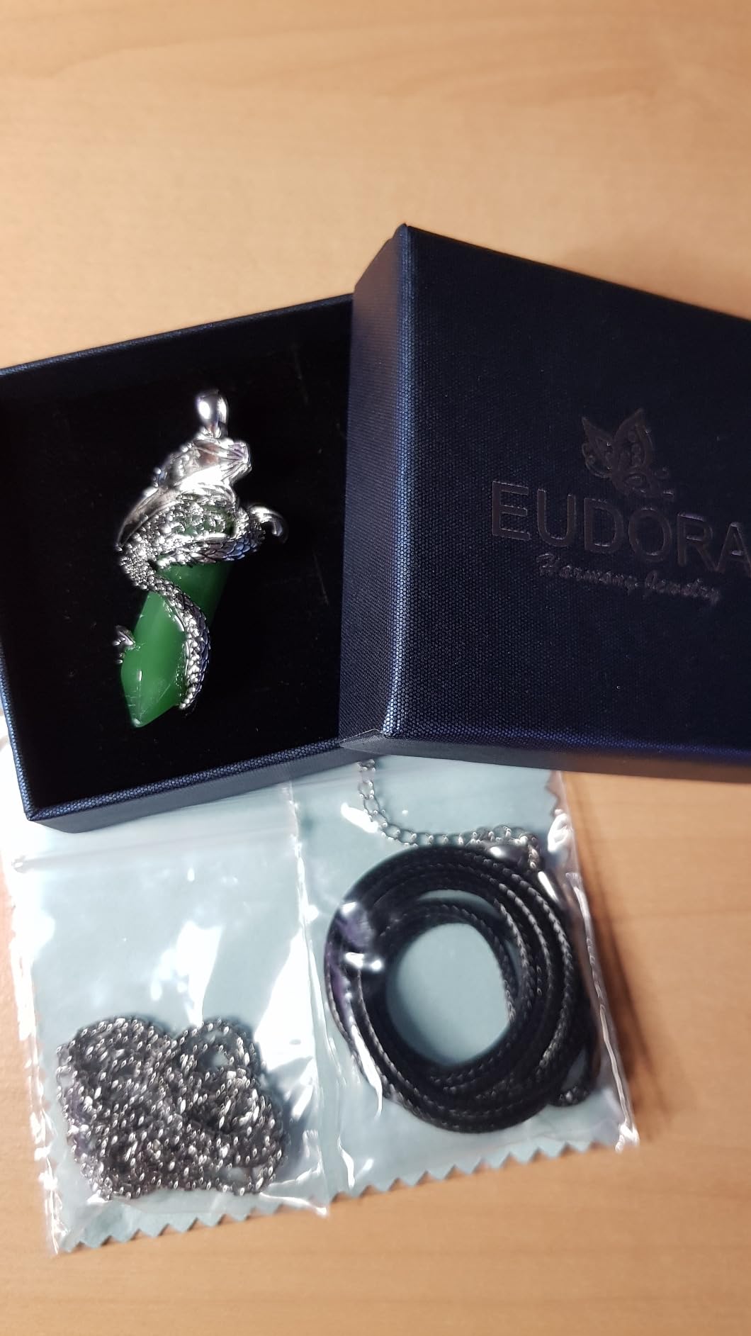 Eudora Harmony Bola Drachen Halskette Amulett blau 20+24 Zoll