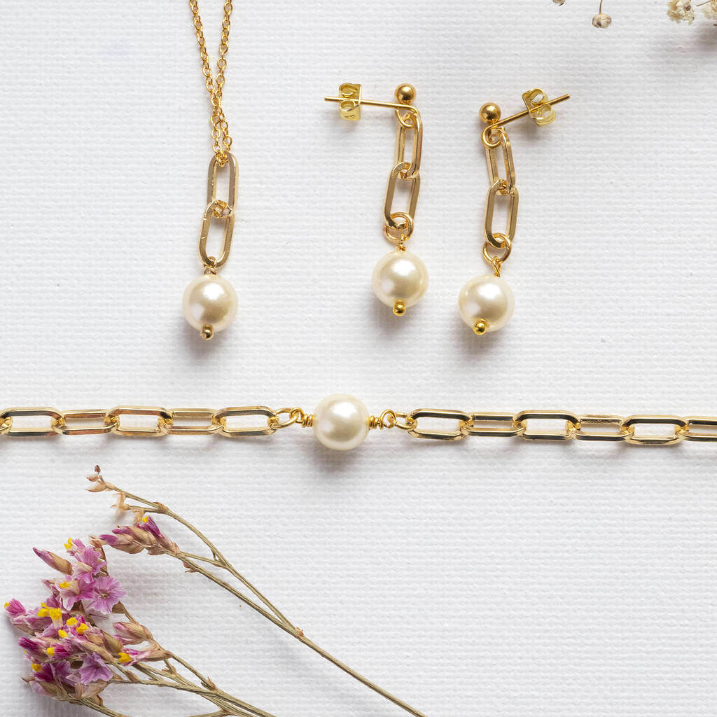 Joy by Corrine Smith Chunky Chain Schmuckset Gold Perle