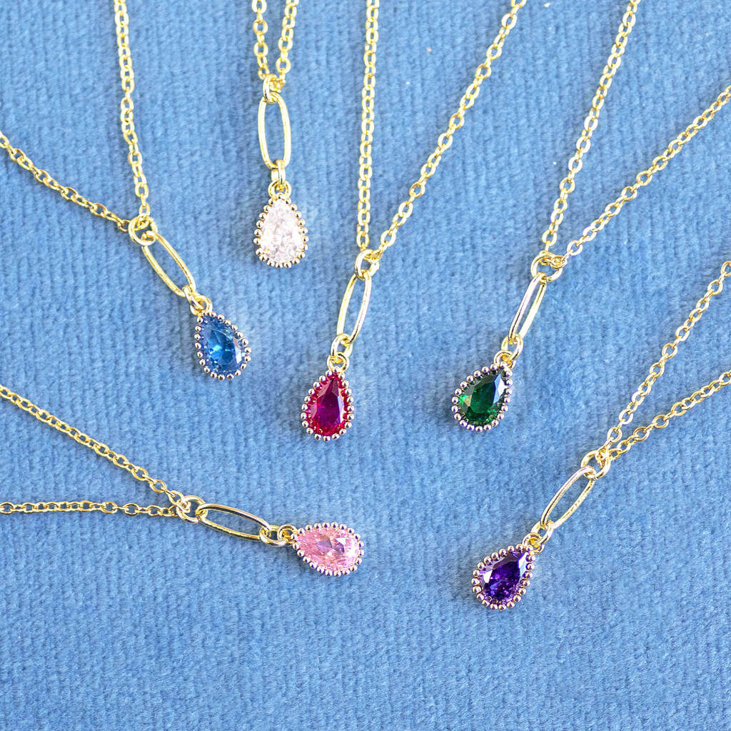 Joy by Corrine Smith Teardrop Birthstone Halskette Gold