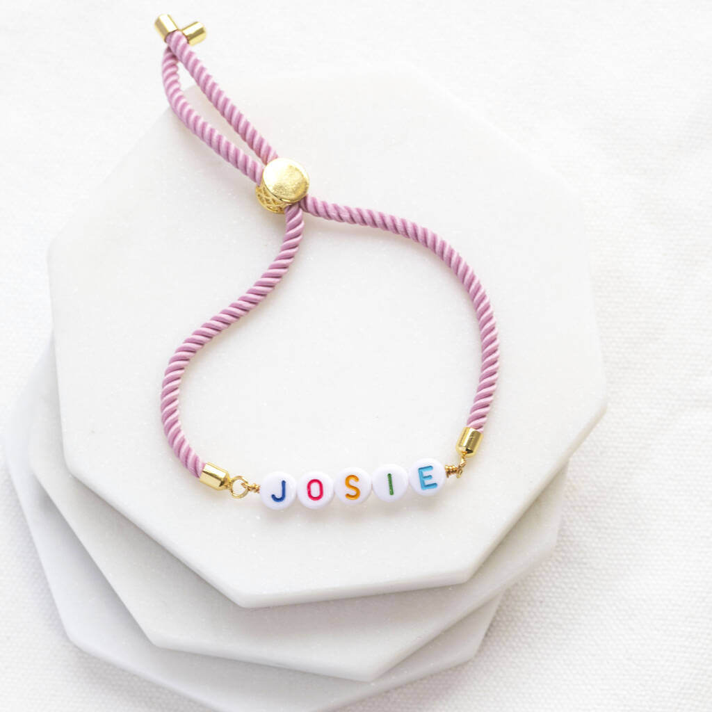 Joy by Corrine Smith Pink Custom Name Friendship Armband Rosa
