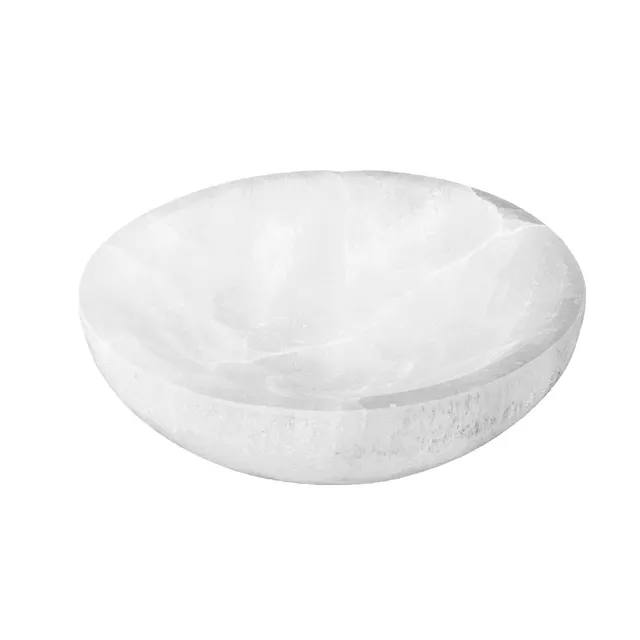 NKlaus Healing Crystals Selenit Schale rund 12,5cm weiß