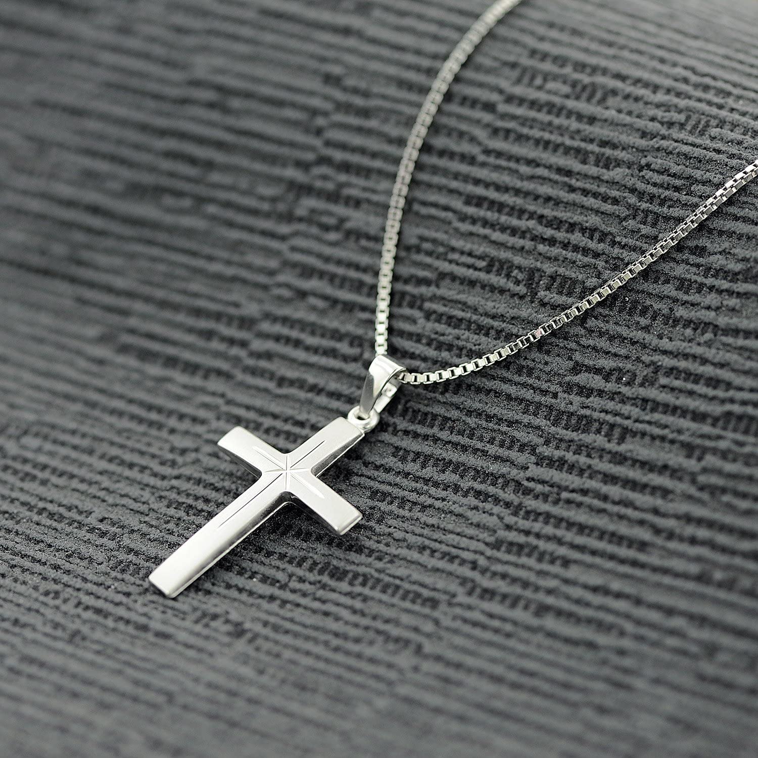 trendor Halsketten Kreuz-Anhänger 24mm Weißgold 585 45cm Kette