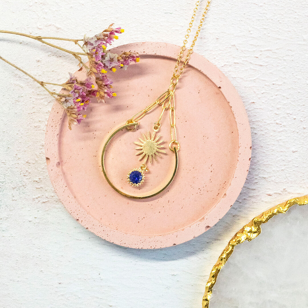 JOY by Corrine Smith Alsephina Halskette Gold Blau Kristall