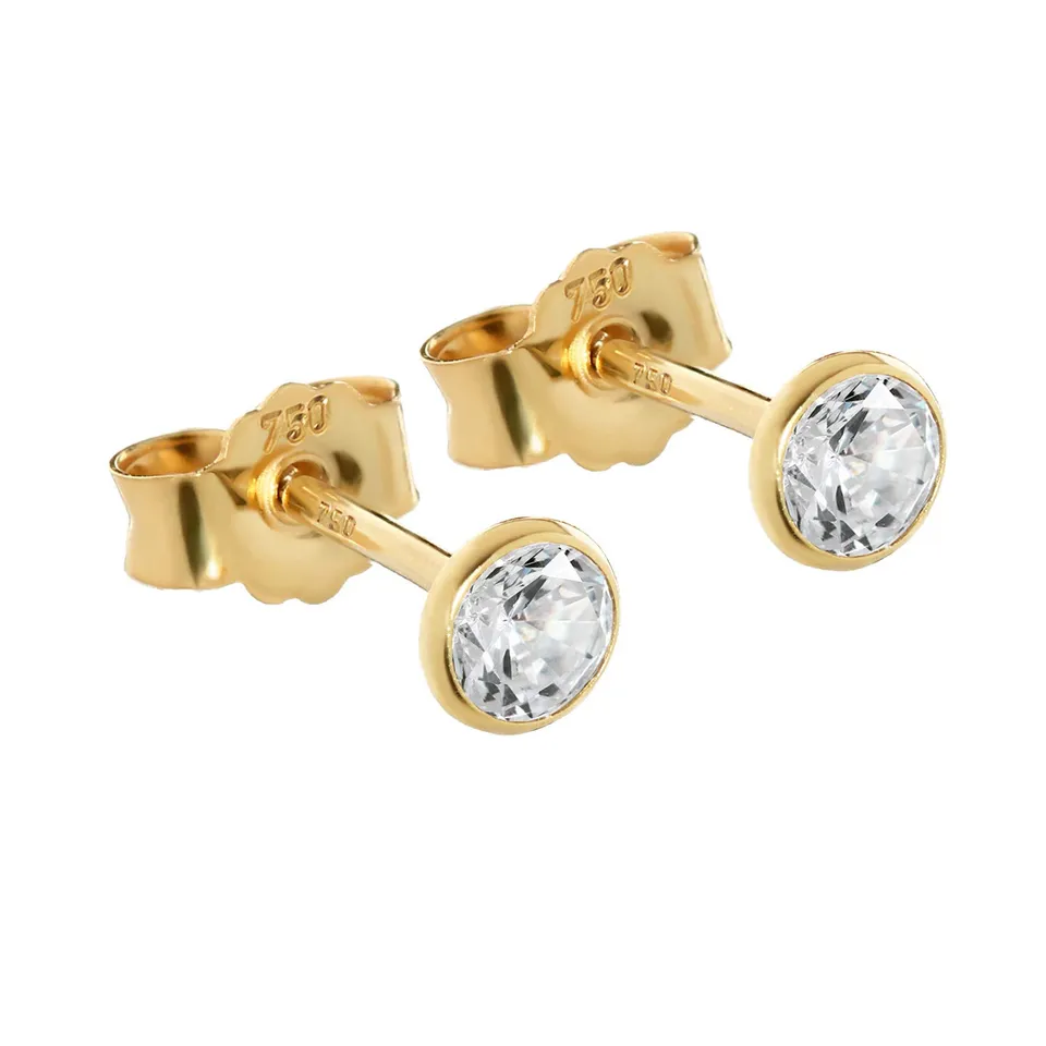 NKlaus Ohrstecker Paar 750 Gelbgold Zirkonia 4 mm