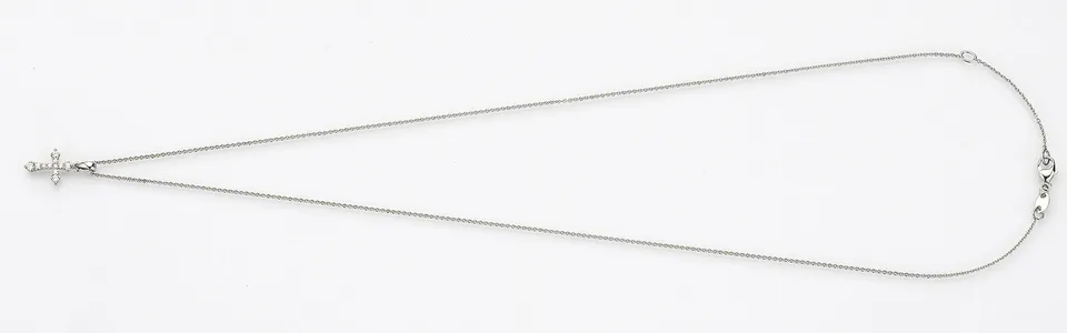 Eugen Rühle Anhänger Kreuz 0,12ct Halskette 590 Weißgold Ankerkette