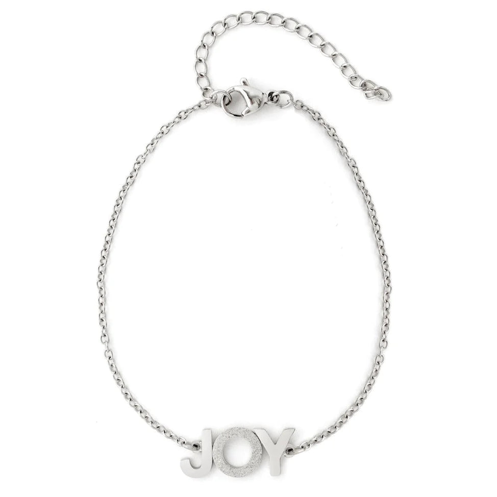 Joy Positive Affirmation Armband Silber Joy Schriftzug