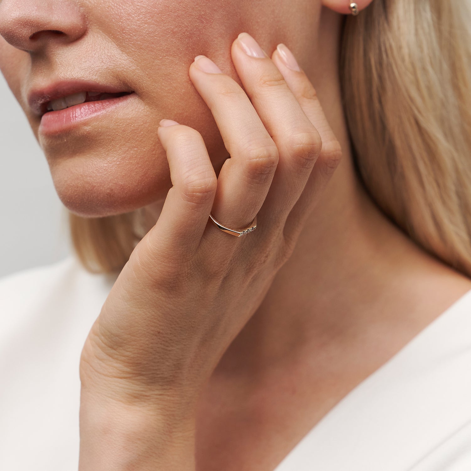 Stilnest Diamant Pavé Bar Ring 585 Gold Diamant