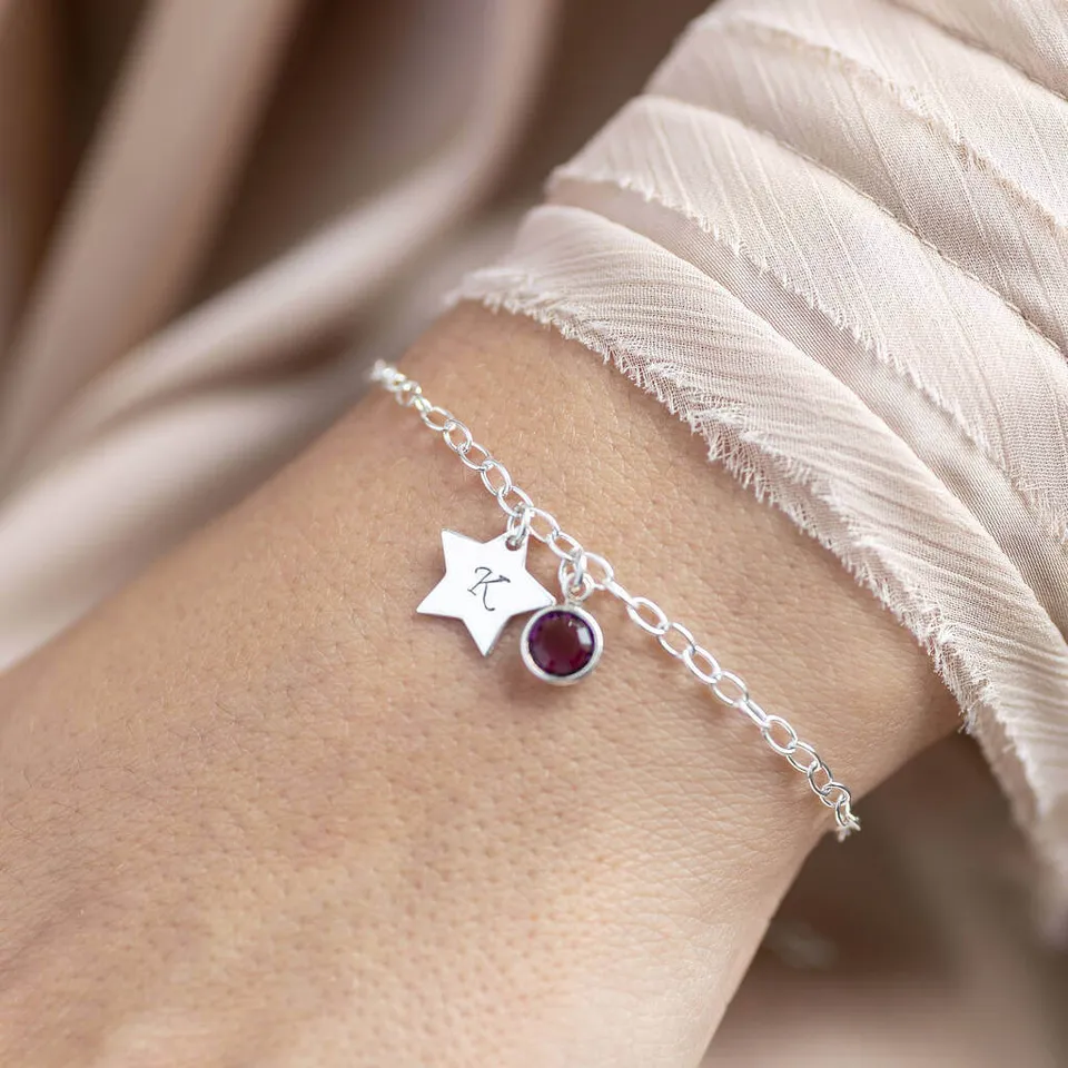 Joy by Corrine Smith Initial Star Armband Silber Geburtsstein
