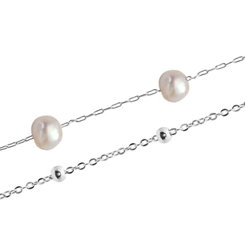 JEWLIX Perlenarmband Armband Edelstahl Silber Süßwasserperle