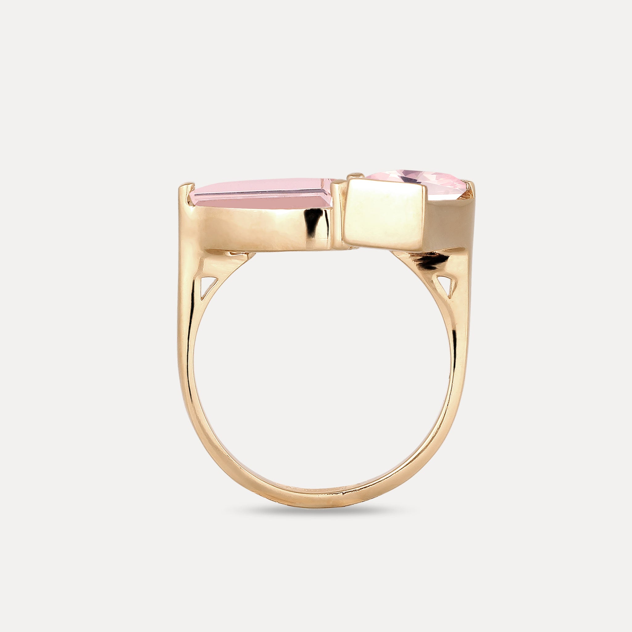 Stilnest Balance Ring Rosenquarz 585 Gold Größe 52