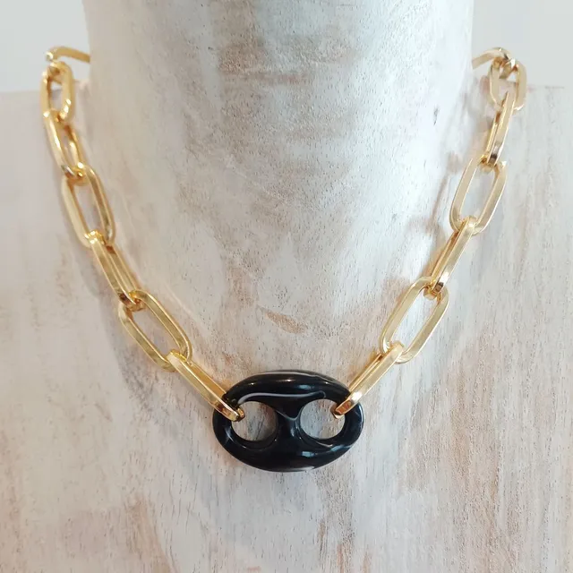 Alevá Bijoux Veronica Halskette Gold Schwarzer Knoten